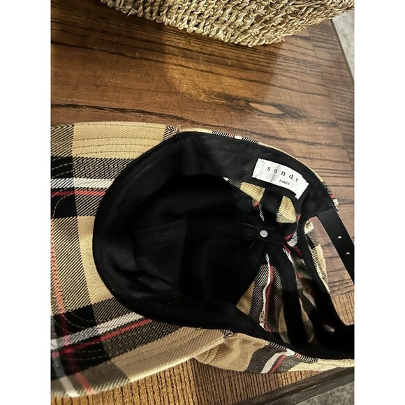 Sandro Plaid Hat Baseball Cap One Size Nova Check Adjustable Back Preppy main image 3